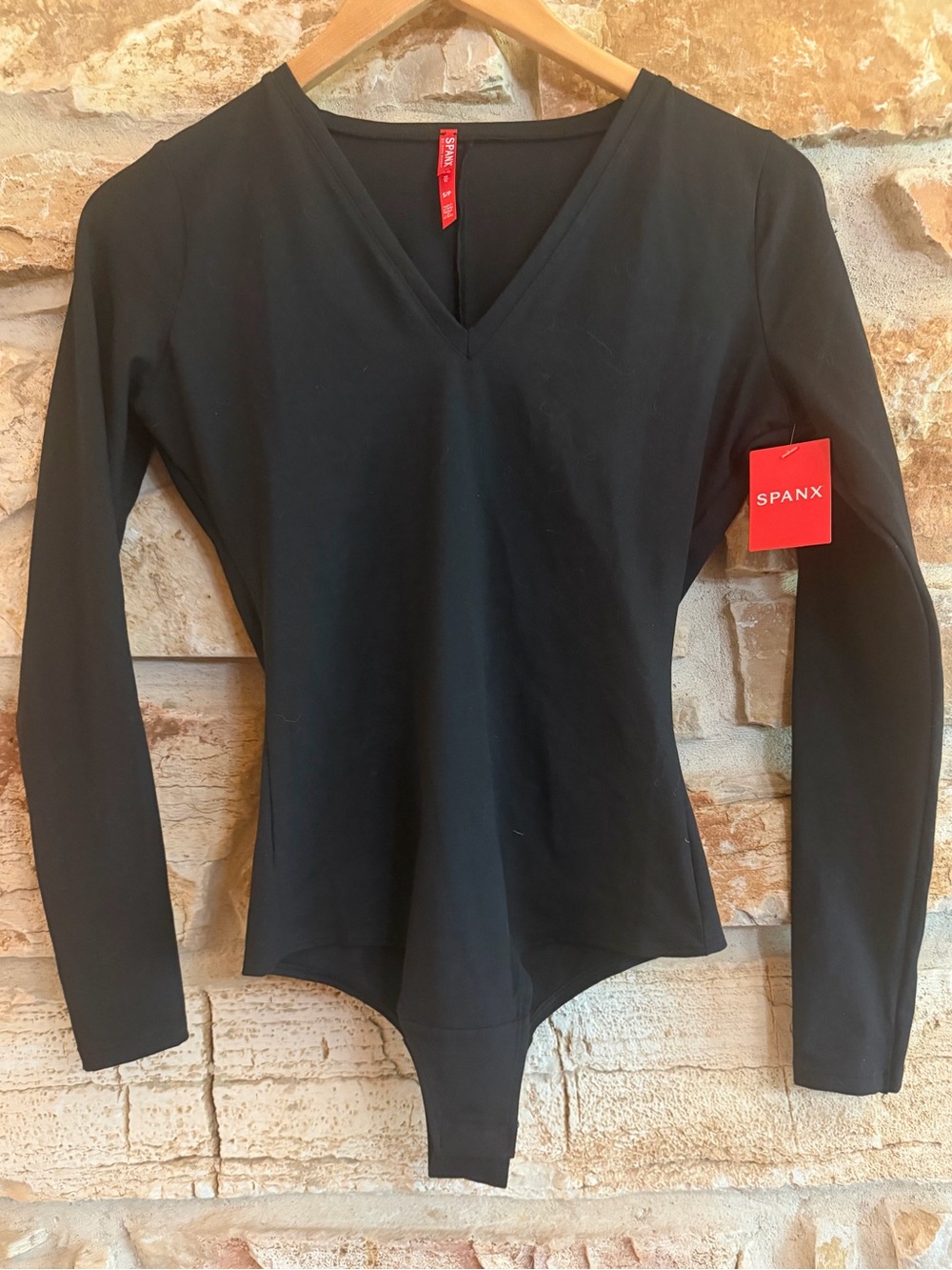 SPANX Black V-Neck Long Sleeve Bodysuit
